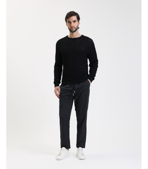 Pantaloni con laccio a righe carrot fit