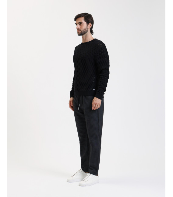 Pantaloni con laccio a righe carrot fit