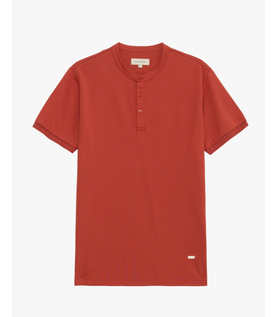 Mandarin collar polo shirt in piquet