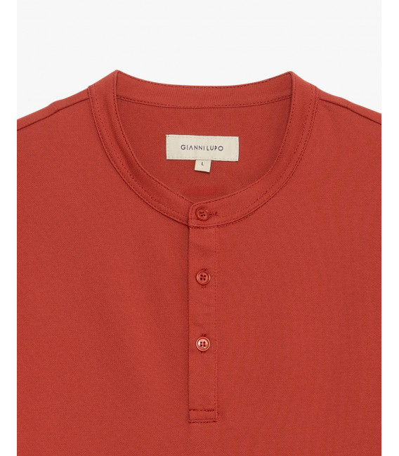 Mandarin collar polo shirt in piquet
