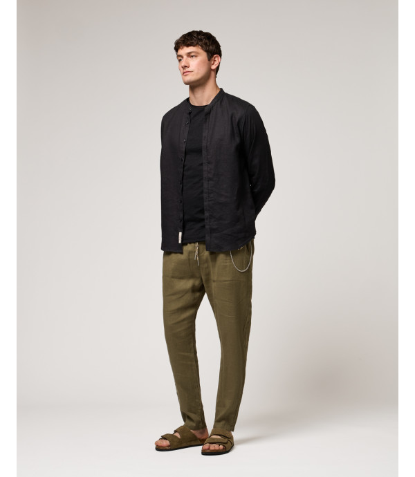 Pantaloni in lino con coulisse slim fit