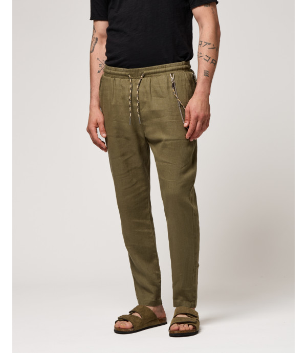 Pantaloni in lino con coulisse slim fit
