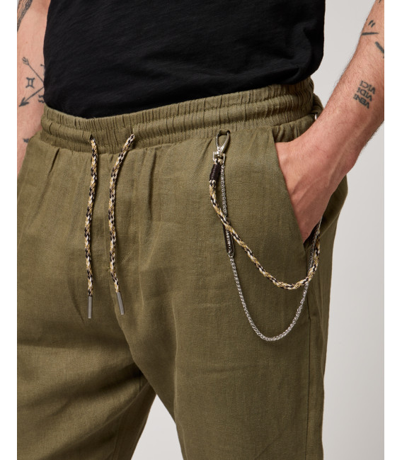 Pantaloni in lino con coulisse slim fit