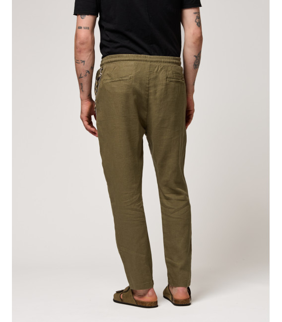 Pantaloni in lino con coulisse slim fit