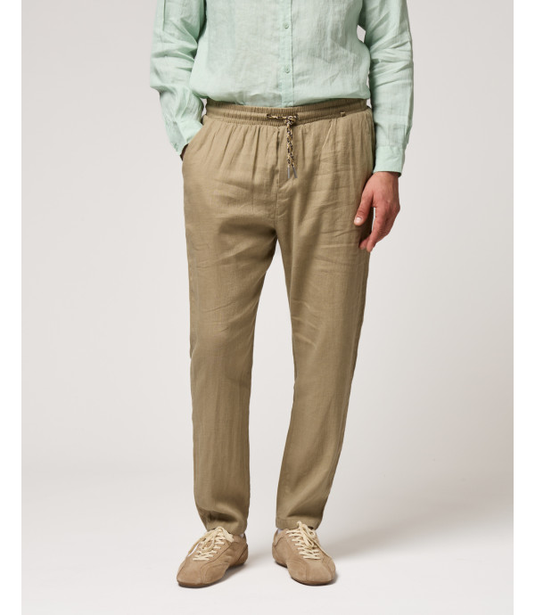 Pantaloni in lino con coulisse slim fit