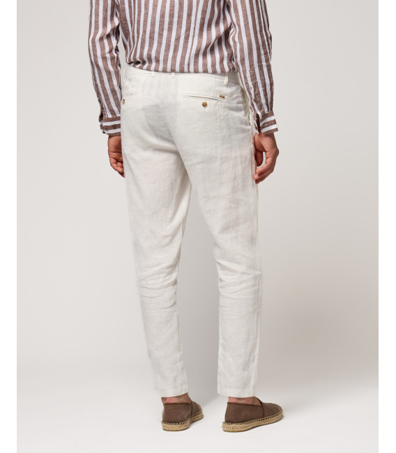 Pantaloni slim fit in lino