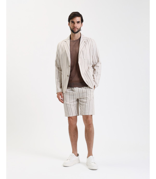 Striped bermuda shorts with drawstrings