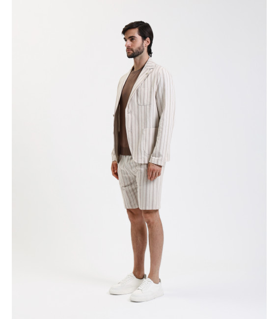 Striped bermuda shorts with drawstrings