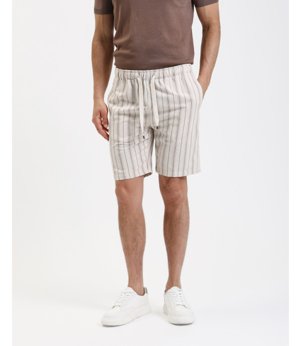 Striped bermuda shorts with drawstrings