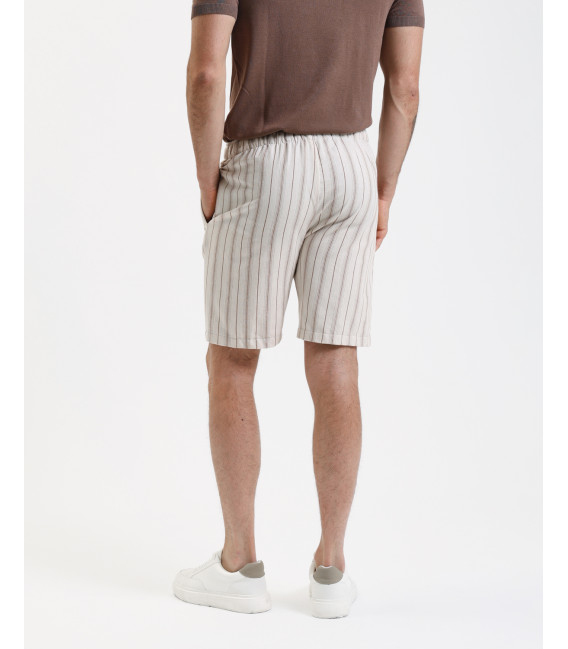 Striped bermuda shorts with drawstrings