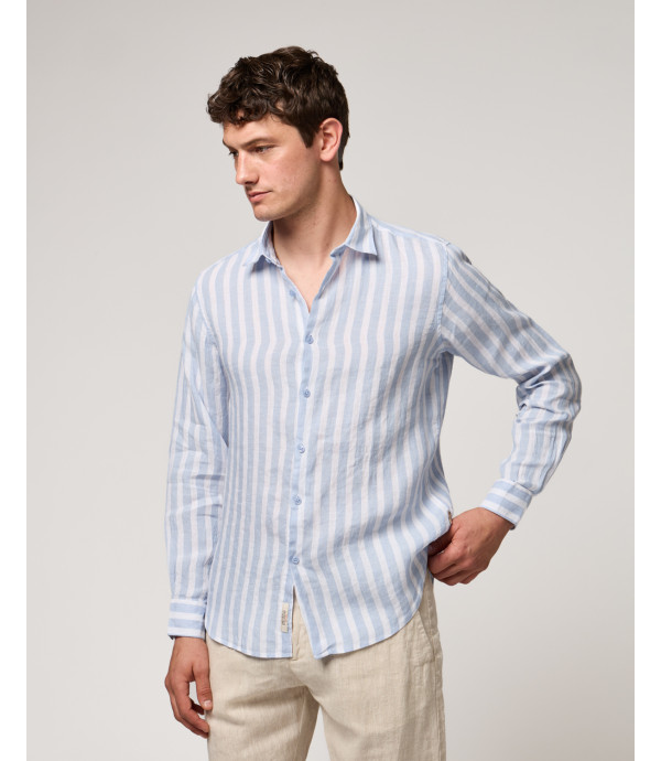Camicia a righe in lino