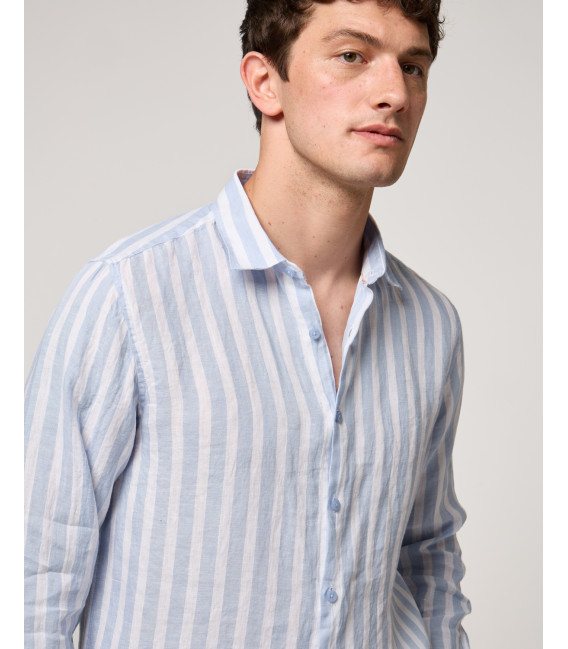 Camicia a righe in lino