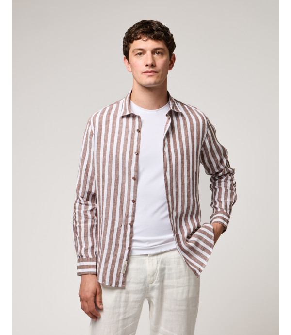 Camicia a righe in lino