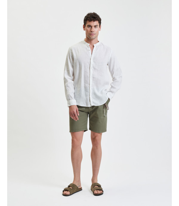 Mandarin collar linen shirt