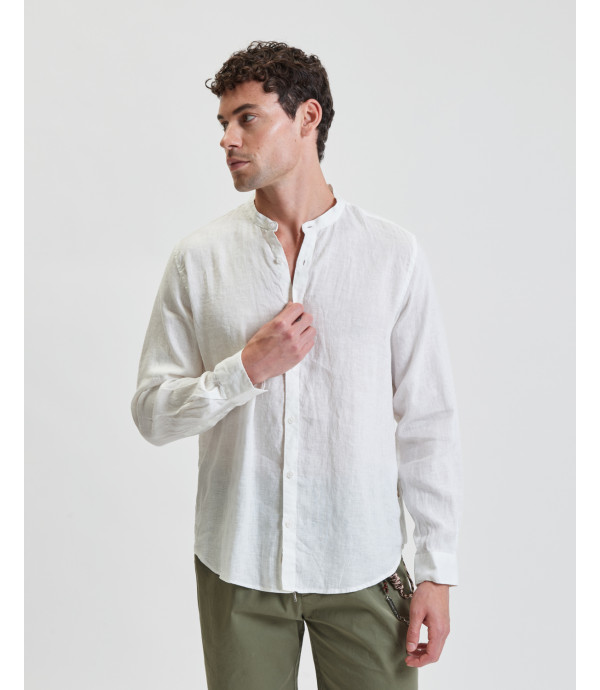 Mandarin collar linen shirt