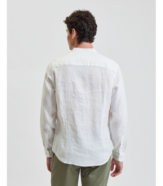 Mandarin collar linen shirt