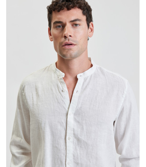 Mandarin collar linen shirt