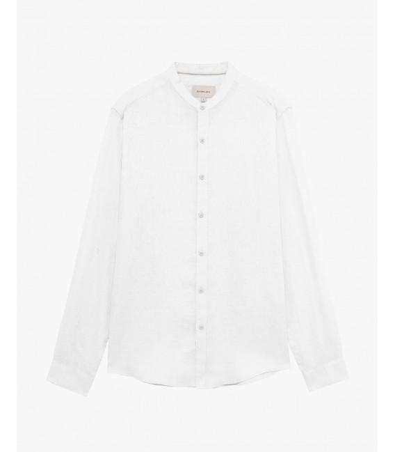 Mandarin collar linen shirt