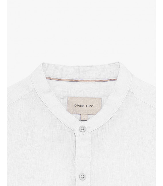 Mandarin collar linen shirt