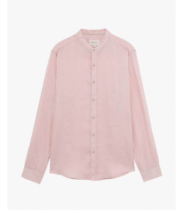 Mandarin collar linen shirt