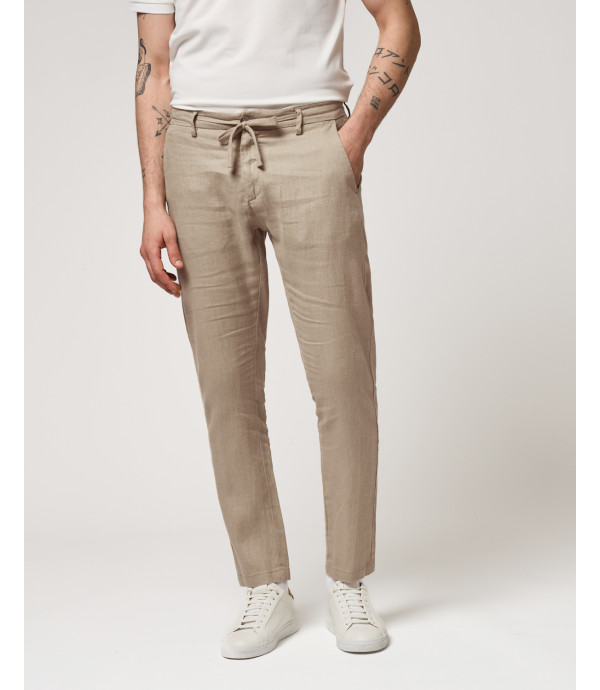 Linen trousers with drawstring