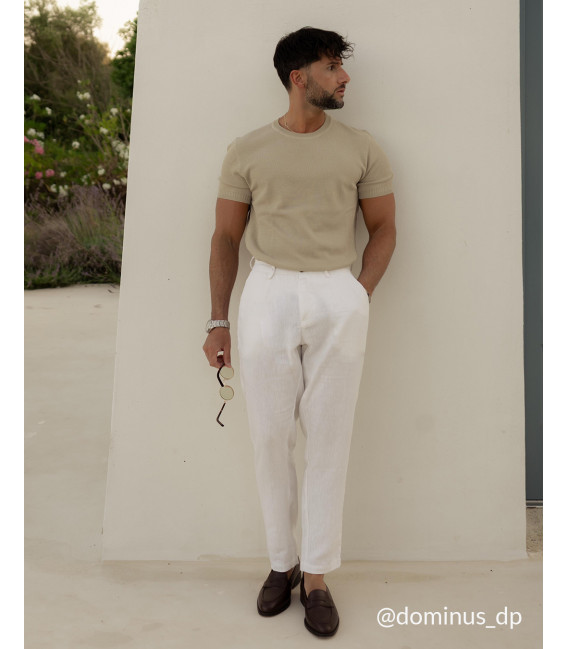 Linen trousers with drawstring