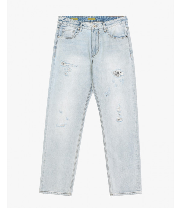 Jeans ALEX straight fit light wash con graffi