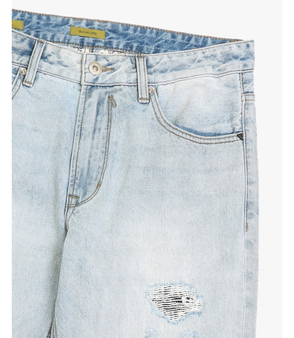 Jeans ALEX straight fit light wash con graffi