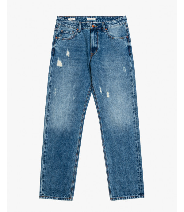 Jeans ALEX straight fit vintage wash con strappi
