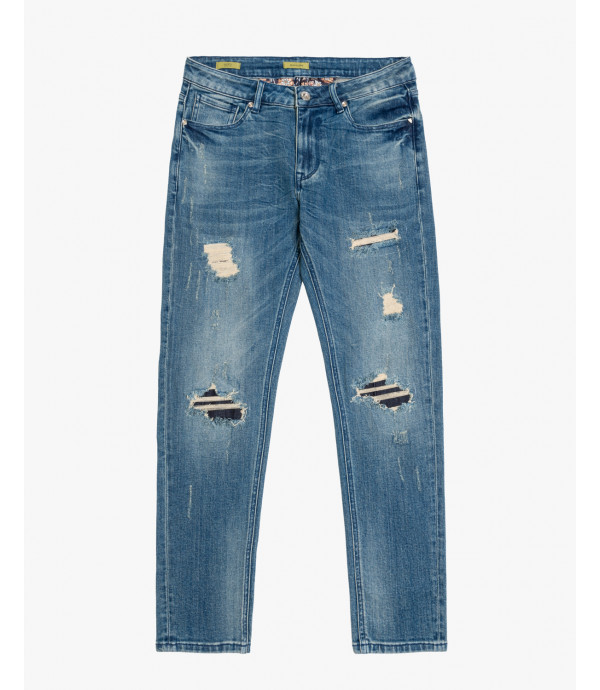 Jeans KEVIN skinny fit medium wash con strappi