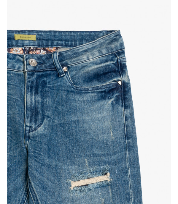 Jeans KEVIN skinny fit medium wash con strappi