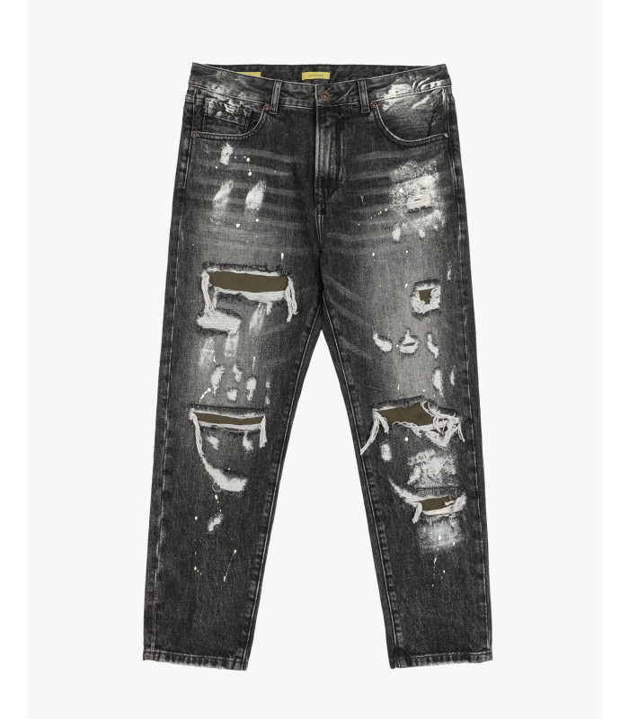 MIKE carrot cropped fit jeans with rips Gianni Lupo