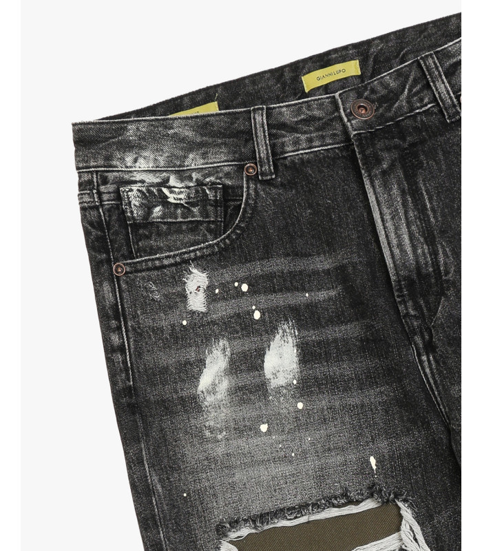 MIKE carrot cropped fit jeans with rips Gianni Lupo