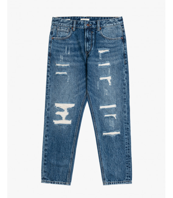 Jeans MIKE carrot cropped fit con strappi evidenti