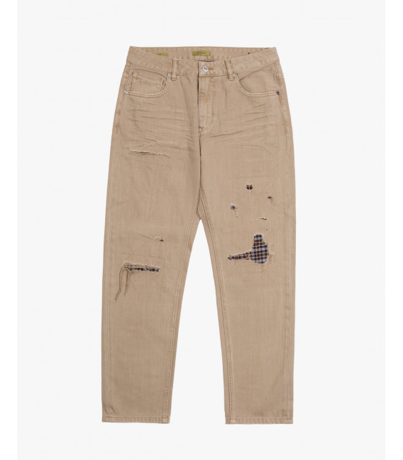 MIKE carrot cropped fit jeans with rip&repair