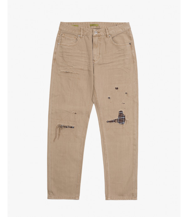 MIKE carrot cropped fit jeans with rip&repair