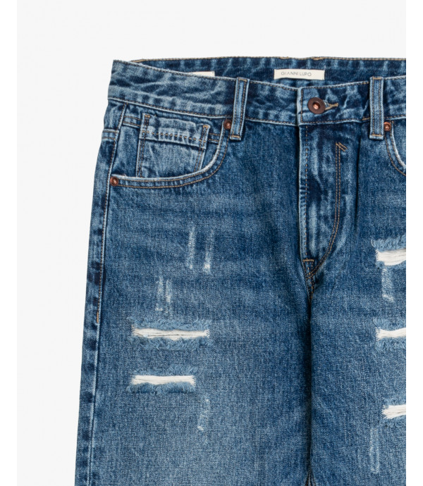 Jeans MIKE carrot cropped fit con strappi evidenti
