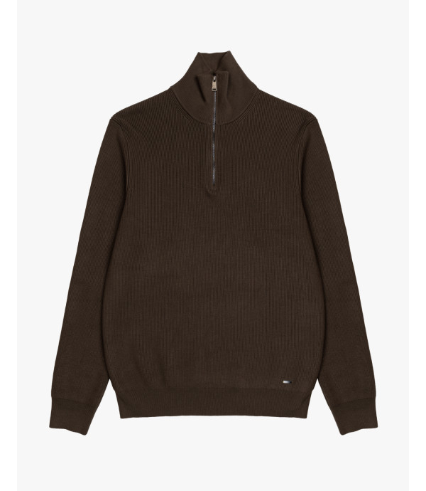 Maglia con collo a imbuto e zip