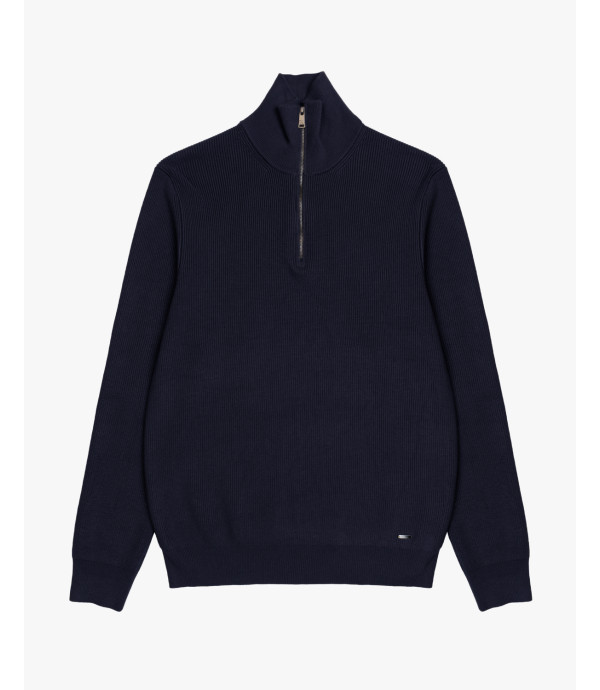 Maglia con collo a imbuto e zip