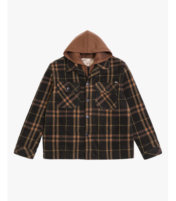 Overshirt a quadri con pettorina e cappuccio removibile