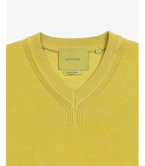 Maglione collo a V in misto lana