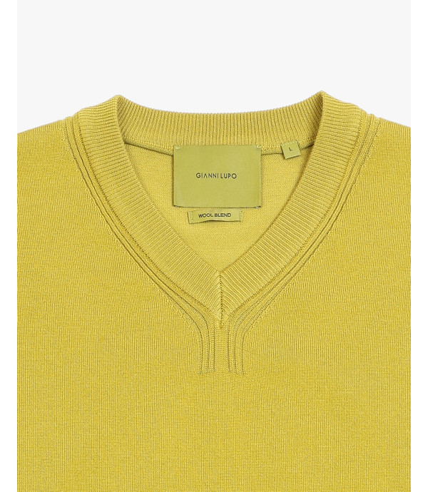 Maglione collo a V in misto lana