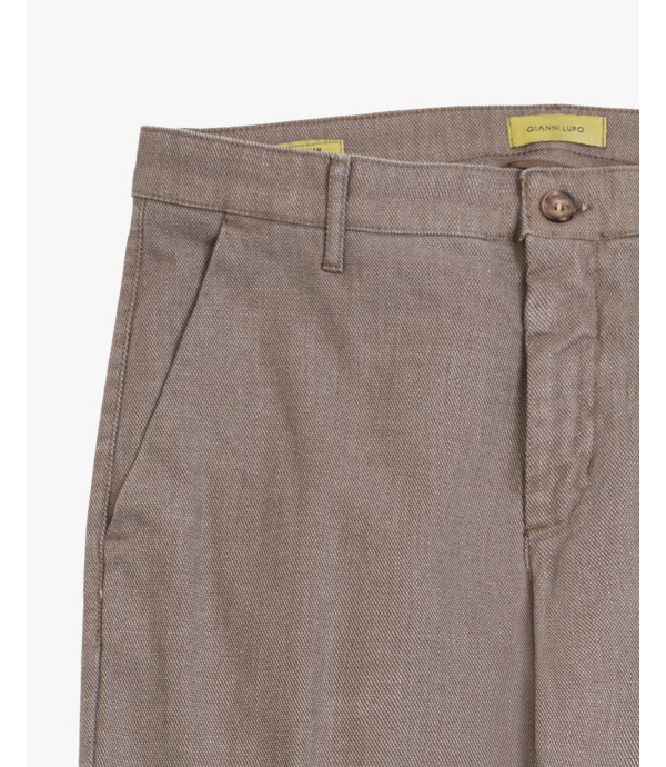 Cotton trousers with dotted effect