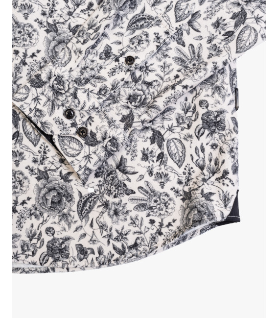 Camicia in cotone floreale in velluto a coste