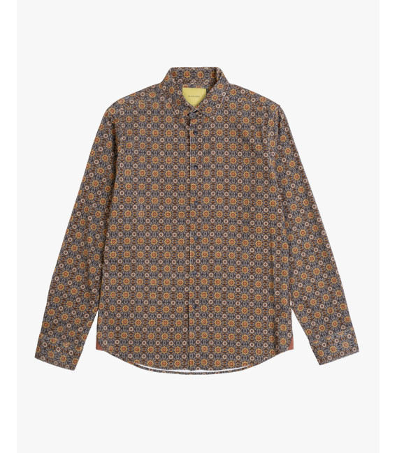 Camicia in cotone geometrica in velluto a coste