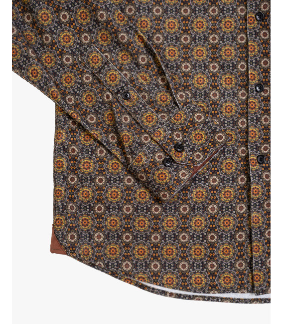 Camicia in cotone geometrica in velluto a coste
