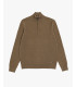 Maglione a coste diagonali con collo a zip