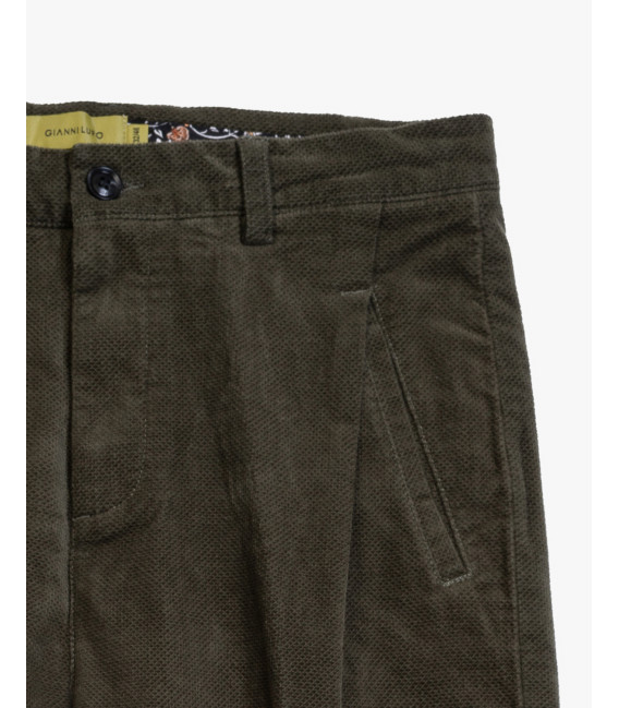 Cotton trousers with dotted effect