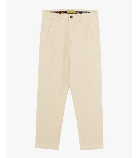 Cotton trousers with dotted effect