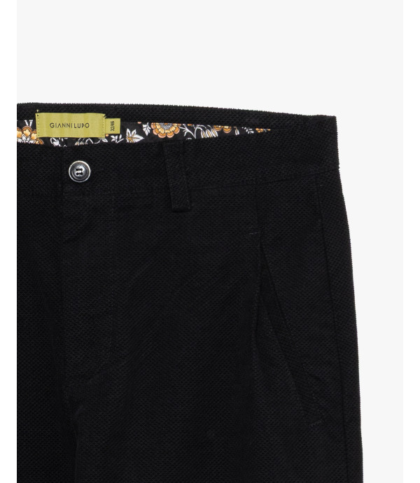 Cotton trousers with dotted effect